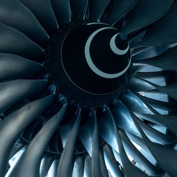 Close-up of turbine blades at Unitritech, the leading turbine blade manufacturer in India.